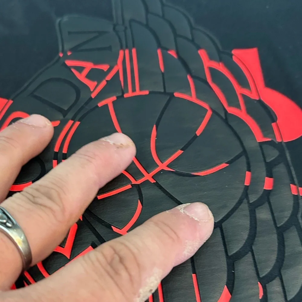 Jordan Black Tee with Red Winged Logo Nike Air upside down!🙃